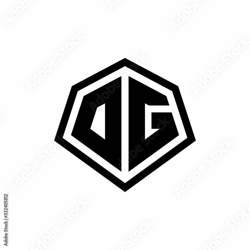 DG monogram logo with hexagon shape and line rounded style design template