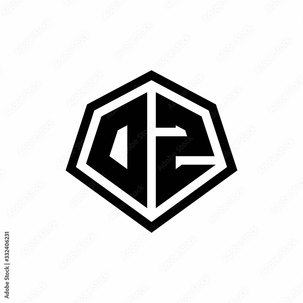 DZ monogram logo with hexagon shape and line rounded style design template DZ monogram logo with hexagon shape and line rounded style design template
