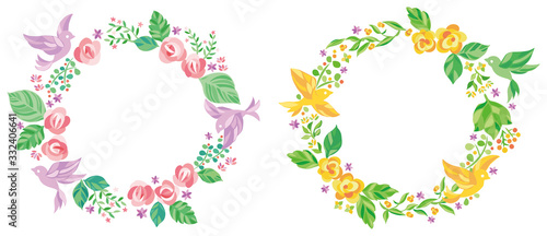 花　小鳥　フレーム