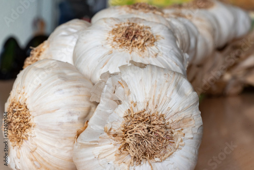 Fotografie Close-up of a string of garlic