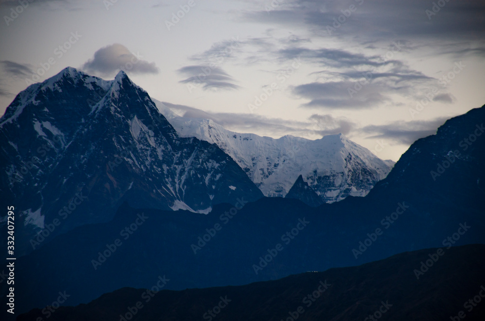 Himalayas mountains and sunrise Nepal