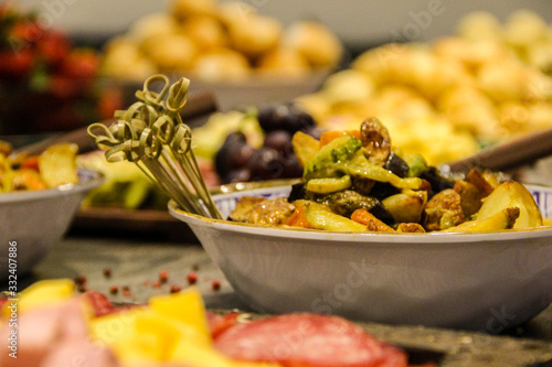 A cheer brunch full of great food in a business meeting