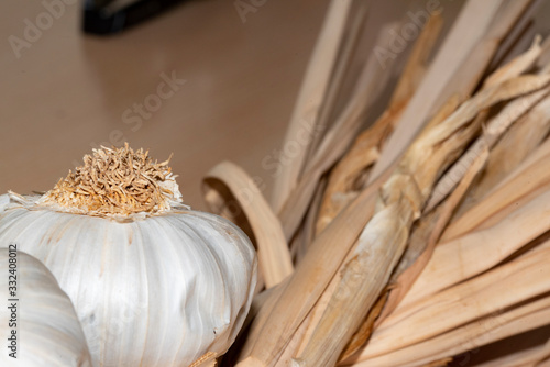 Foto Close-up of a string of garlic