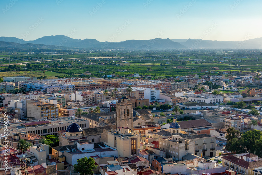 View to the mountains and center of Orihuela, Spain