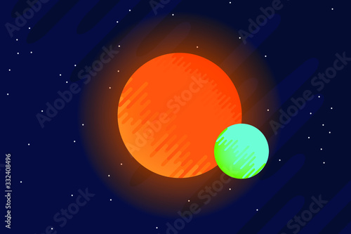 Fototapeta Naklejka Na Ścianę i Meble -  Sun and planet earth in space vector