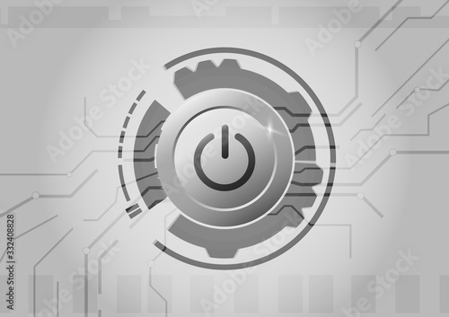 Power button on top of circuit board vector background