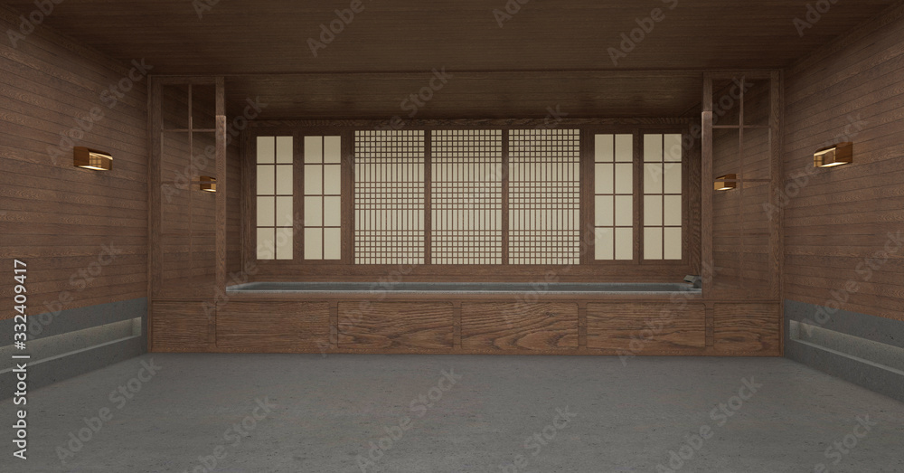 Fototapeta premium Korea Modern Hanok hotel interior 3d image