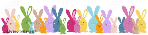 Easter banner. Easter bunny family vector illustration bright and colorful element for design