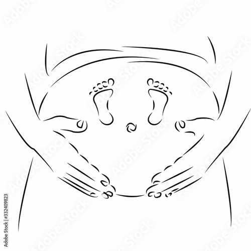 legs of the baby in the mother’s tummy