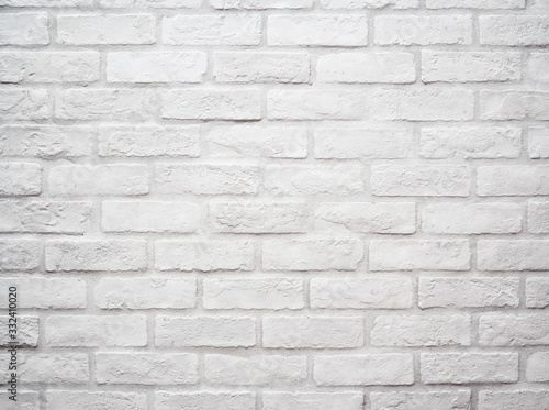 Flat stacked white brick wall. Background and Texture