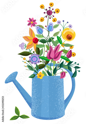 Spring blooming arrangement with fancy flowers.