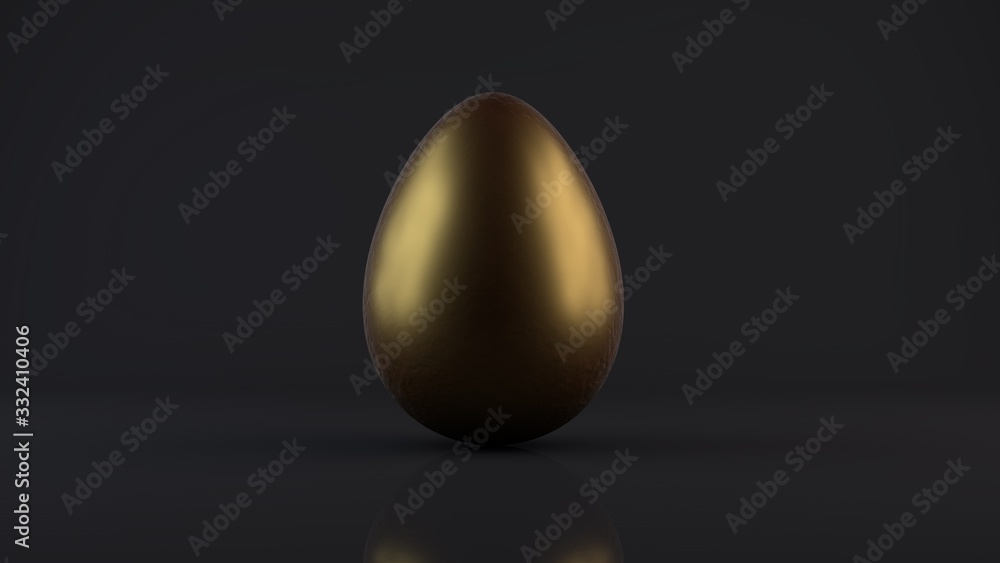 3D rendering of a Golden egg on a black reflective background. The idea of financial opportunities, success in business. Illustration for financial projects and compositions. 3D rendering of a Golden egg on a black reflective background. The idea of financial opportunities, success in business. Illustration for financial projects and compositions.