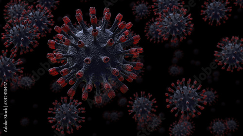 Coronavirus pathogen close up, the Covid-19 outbreak, Sars-CoV-2 virus pandemic  © dottedyeti