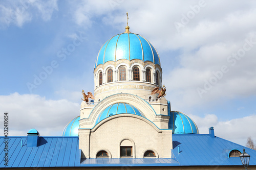 Orthodox Church of the Holy Trinity at the Borisovo Ponds (Orekhovo-Borisovo district), Moscow city, Russia. Religious architecture. Christian religion. Moscow landmark, architectural monument. View photo