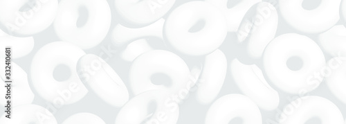 Light colored Background with white balls. 3d round spheres. Geometric design elements circle ball pattern. Seamless flying shapes in empty space. Design for poster, banner, placard. Vector