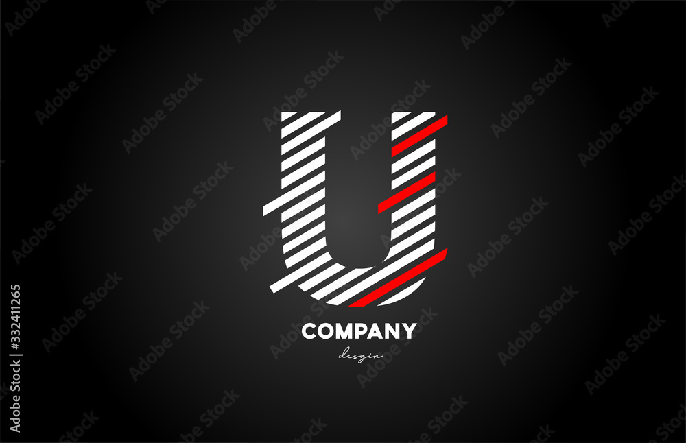 black white red U alphabet letter logo design icon for company and business black white red U alphabet letter logo design icon for company and business
