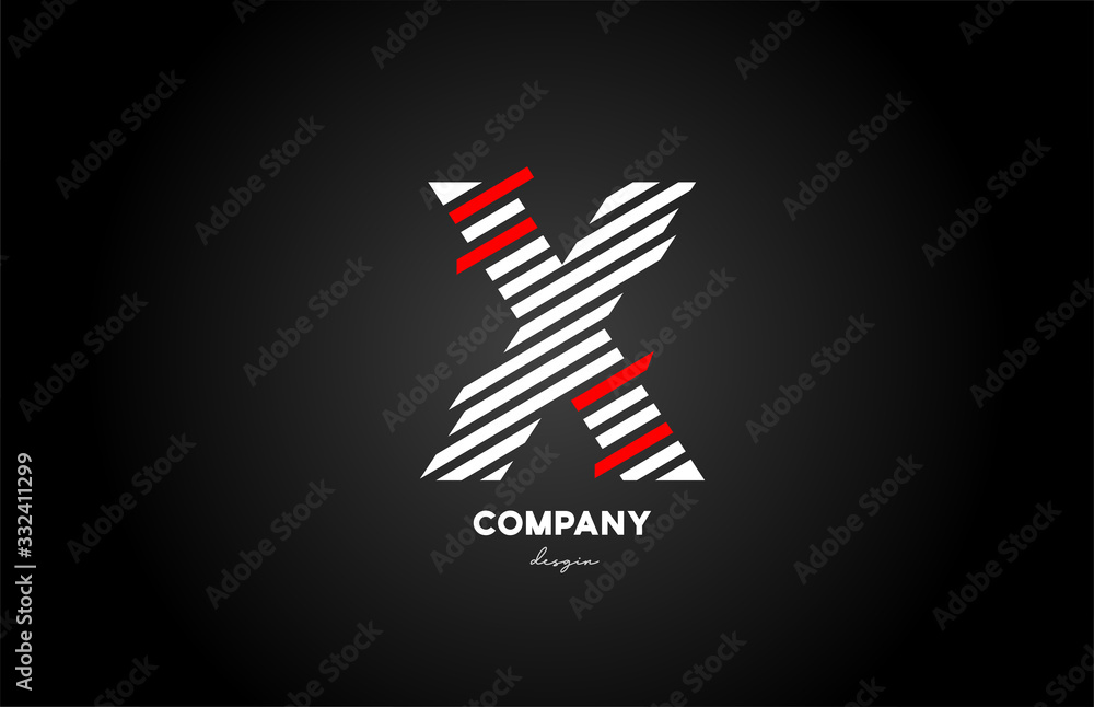 Obraz premium black white red X alphabet letter logo design icon for company and business