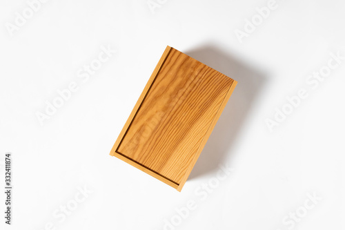 Wooden Box Casket Mock up on white background.High resolution photo.Alcohol box.