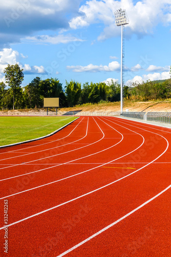 Sport running track for running and jogging for excercise and competition.