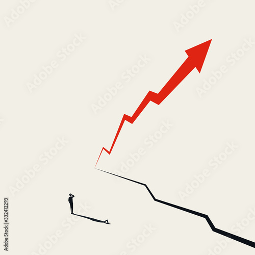 Financial market growth, soaring, recovery vector concept. Symbol of success, strong performance, improvement.