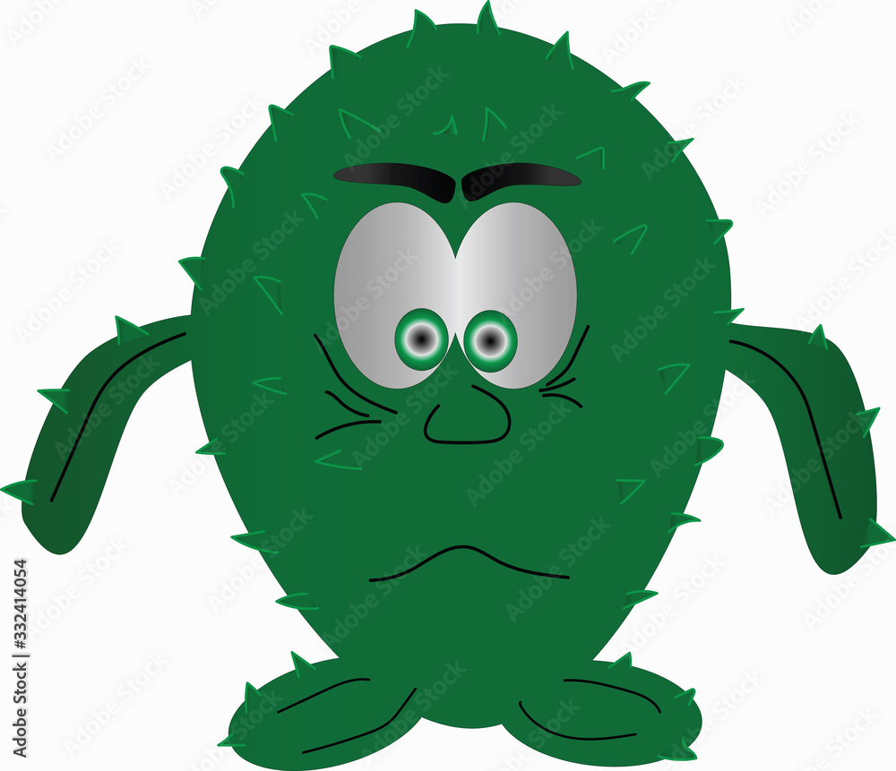 Fototapeta premium Naughty green cactus smiles with spikes