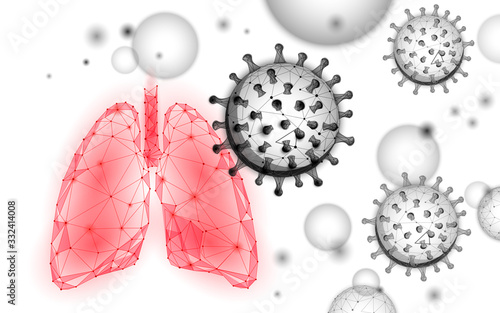 3D human lungs medicine microscopic research concept. Respiratory virus infection cancer danger analysis. Therapy of tuberculosis hospital poster template vector illustration