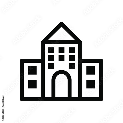 School building icon , template logo vector illustration emblem isolated, outline solid glyph black background white