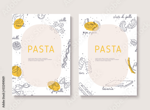 Vintage italian pasta restaurant illustration. Hand drawn vector illustration with splash. Can be used for wrapping paper, street festival, farmers market, shop, menu, cafe, restaurant.