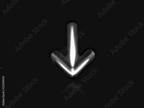 Metal arrow on black background