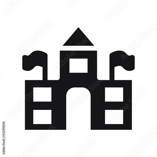 School building icon , template logo vector illustration emblem isolated, outline solid glyph black background white
