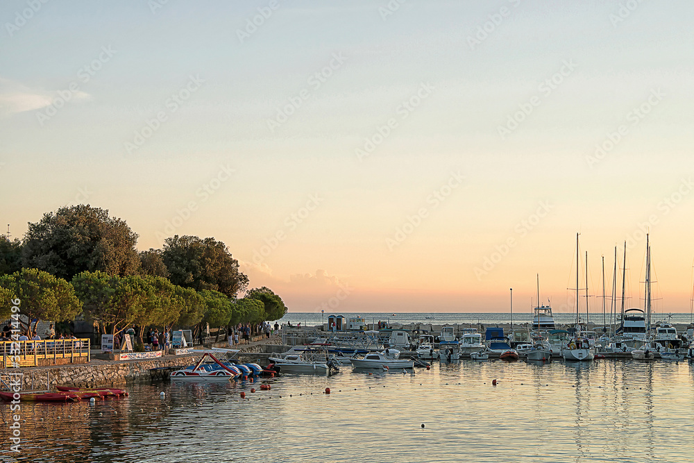 Marina pier in adriatic sea bay harbor in Pula Croatia