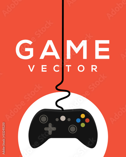 Video game logo poster, control joystick, Controller videogame ps4 design