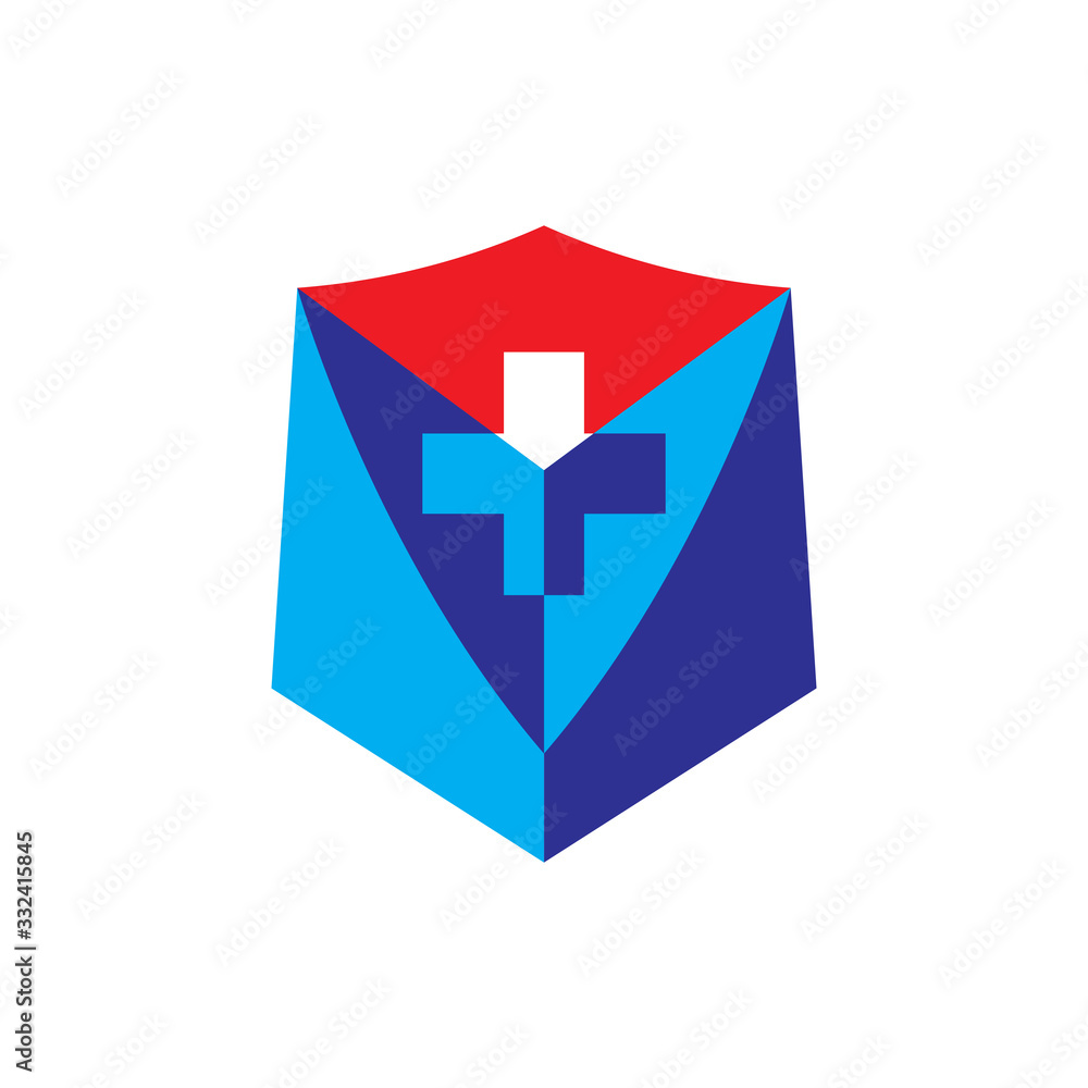 3D Shield with plus logo design vector 3D Shield with plus logo design vector