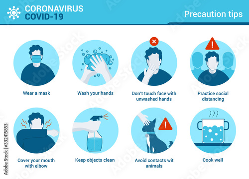 Flat Modern design Illustration of Coronavirus - Precaution