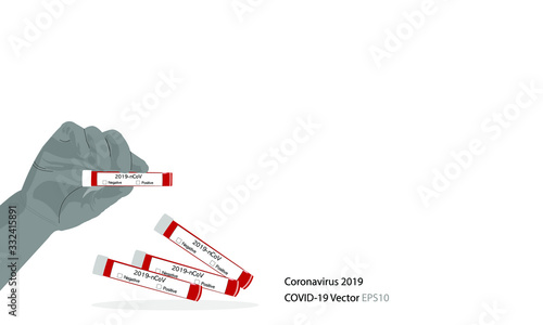 holding a positive blood test result for the new rapidly spreading Coronavirus, originating in Wuhan, China,vector.