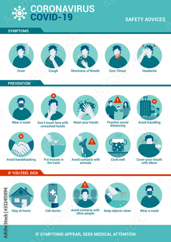 Flat Modern design Illustration of Coronavirus - Safety advices
