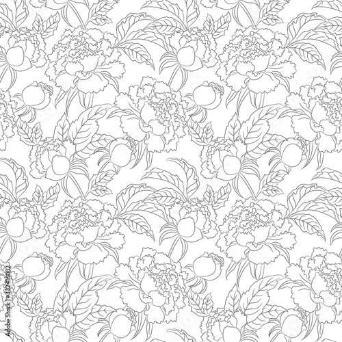peony seamless vector floral pattern