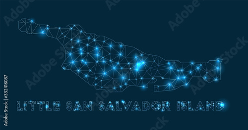Little San Salvador Island network map. Abstract geometric map of the island. Internet connections and telecommunication design. Trendy vector illustration.