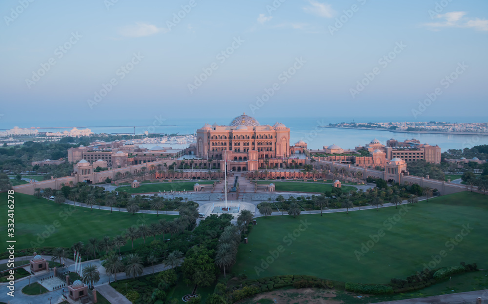 Beautiful panoramic view of the Emirates Palace Hotel in Abu Dhabi/UAE, November 08.2019