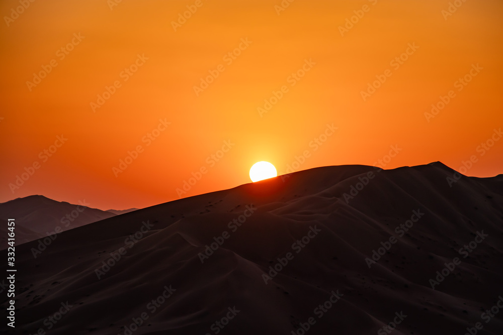 Sunset in Rub al Khali the empty quarter between Oman and Saudi Arabia near Salalah