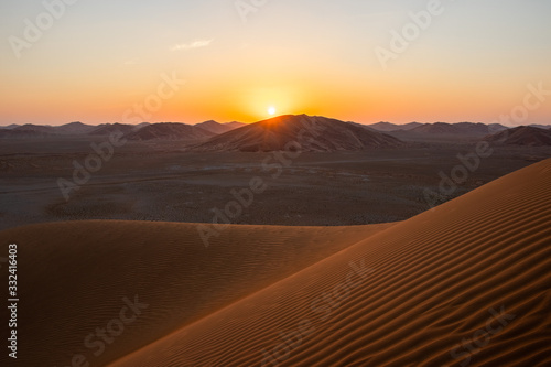 Sunset in Rub al Khali the empty quarter between Oman and Saudi Arabia near Salalah