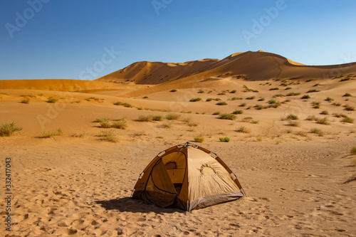 Camping in Rub al Khali the empty quarter between Oman and Saudi Arabia near Slalah