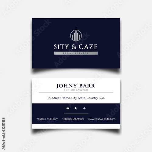 Attorney modern business card dark blue grey design template 