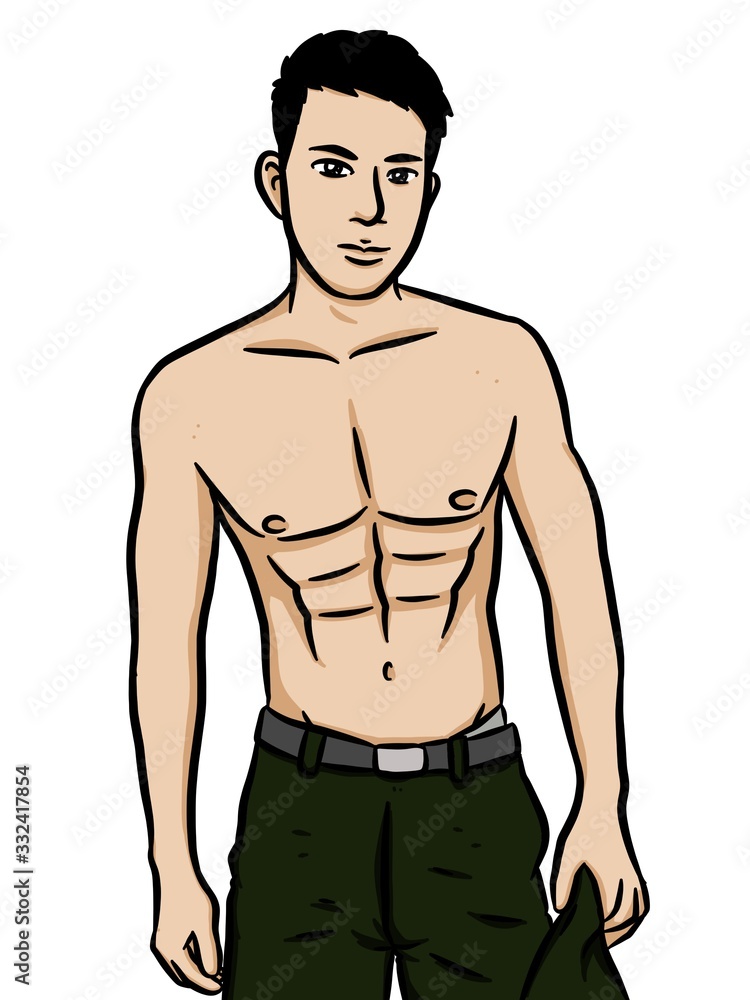 Fototapeta premium cartoon cute sexy man on white background