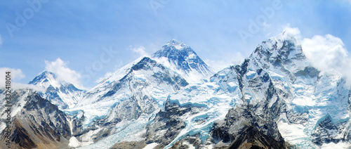 Mount Everest with beautiful sky and Khumbu Glacier photo
