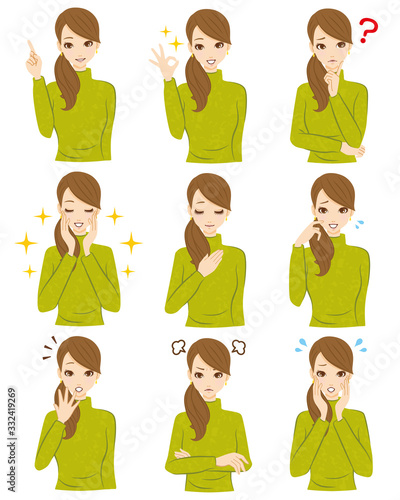 女性　表情　セット