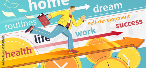 Businessman with briefcase running fast.