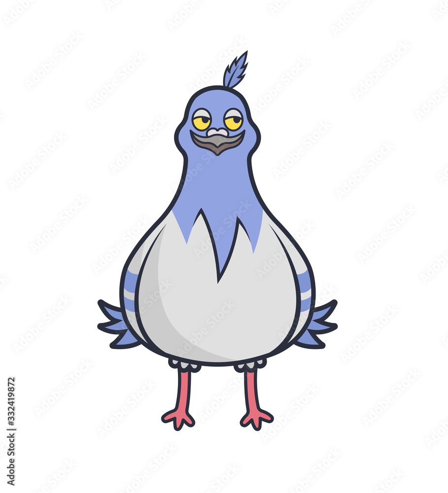 Obraz premium Illustration of DoveVector funny illustration of the dove. Sticker of the bird. Template for print.