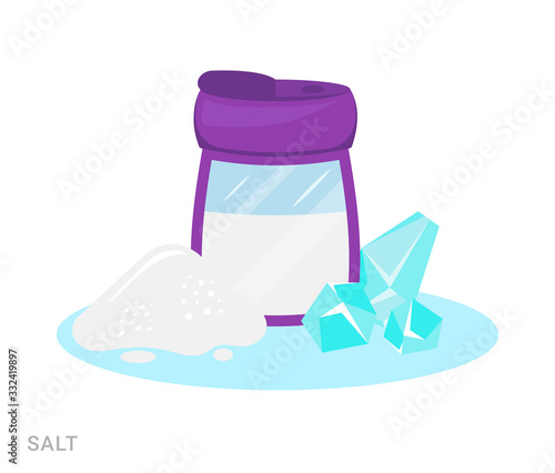 Vector illustration of salt. Food additive on a white background.