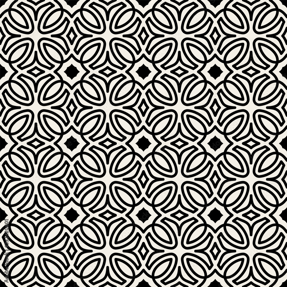 Arabic seamless ornament. Abstract background. Curved elegant lines and scrolls forming abstract floral ornament. Seamless pattern for background, wallpaper, textile printing, packaging, wrapper, etc. Arabic seamless ornament. Abstract background. Curved elegant lines and scrolls forming abstract floral ornament. Seamless pattern for background, wallpaper, textile printing, packaging, wrapper, etc.